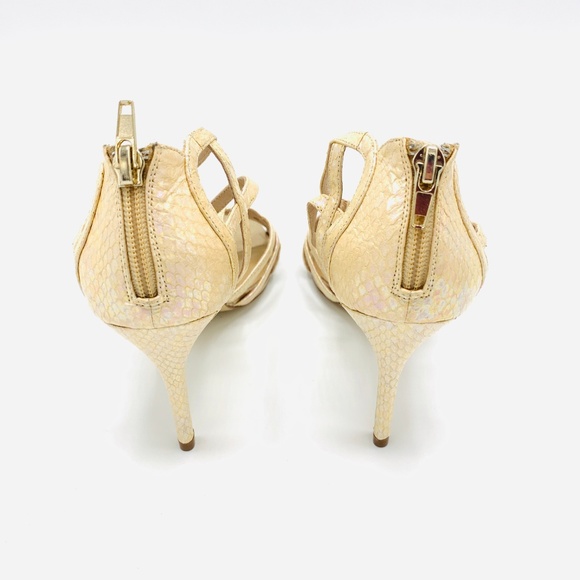 Nina Pink Iridescent Snakeskin T-Strap Heels Sz 8M - Picture 4 of 5